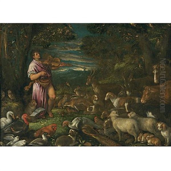 Orpheus Charming The Animals Oil Painting by Francesco da Ponte Bassano