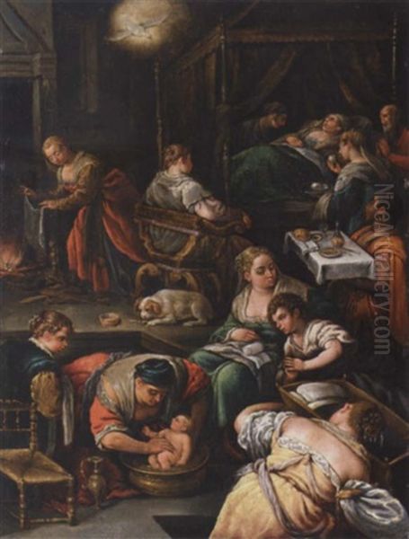 The Birth Of The Virgin Oil Painting by Francesco da Ponte Bassano