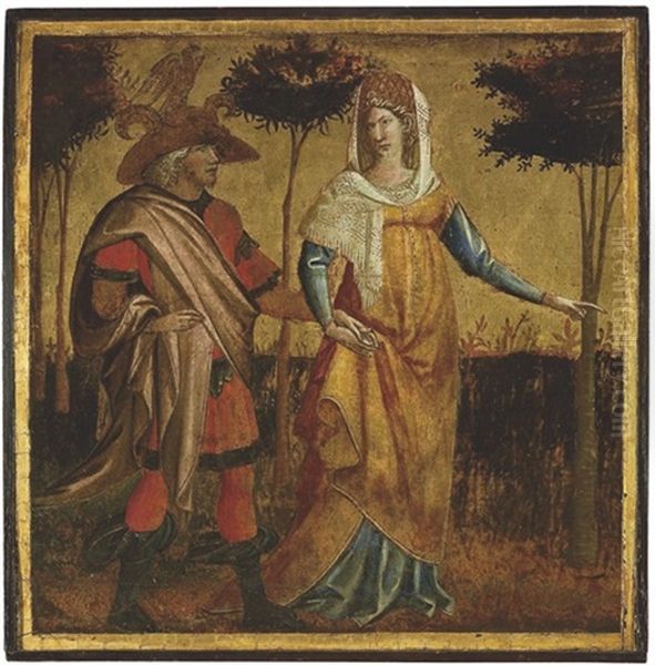 A Nobleman And Lady Oil Painting by Giovanni dal Ponte