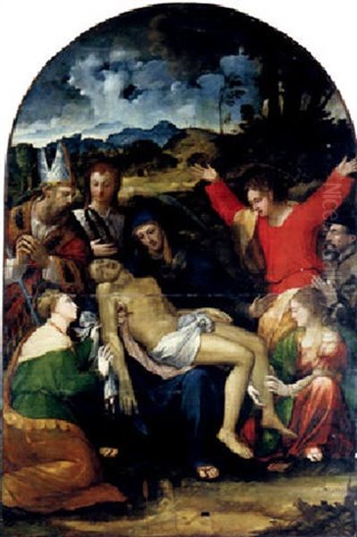 The Lamentation Oil Painting by Giulio Avezuti (Errani) Ponteghini