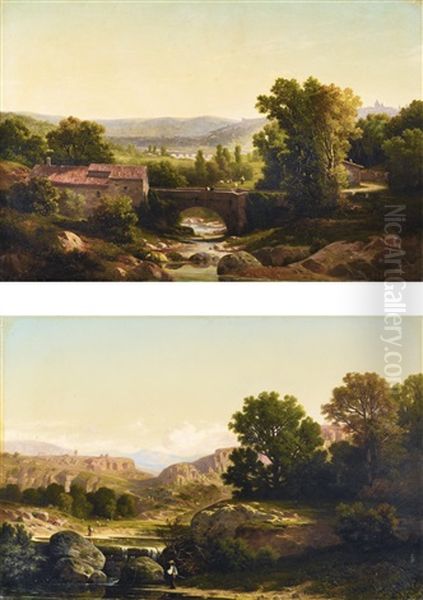 Landscapes Of The Region Of Lyon Oil Painting by Antoine Claude Ponthus-Cinier