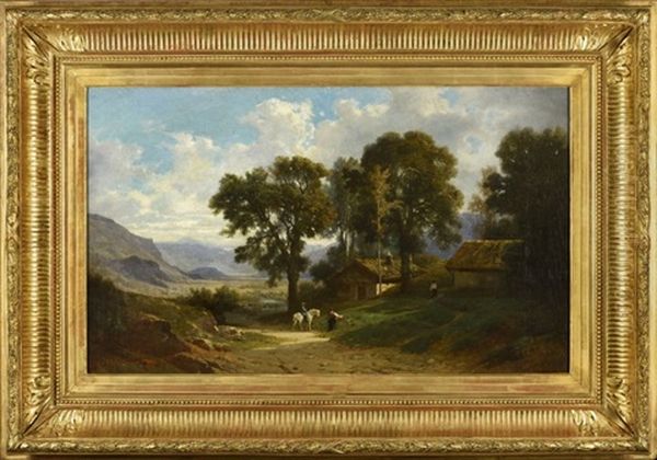 Environs De Belley, Vue Prise Pres D'artemare, En Fond Oil Painting by Antoine Claude Ponthus-Cinier