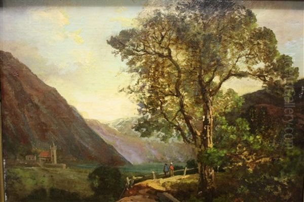 Deux Paysages Animes En Pendant (2 Works) Oil Painting by Antoine Claude Ponthus-Cinier