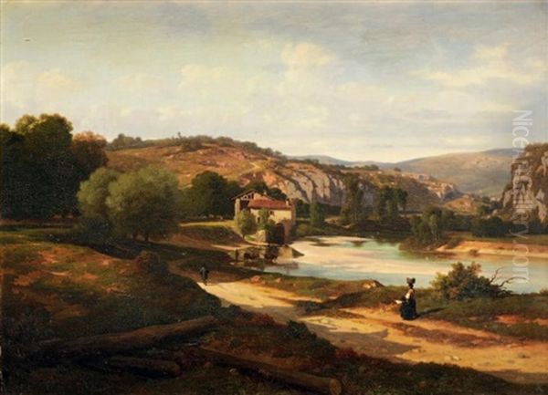 Paysage D'italie Oil Painting by Antoine Claude Ponthus-Cinier