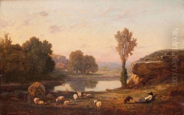 Le Berger Oil Painting by Antoine Claude Ponthus-Cinier