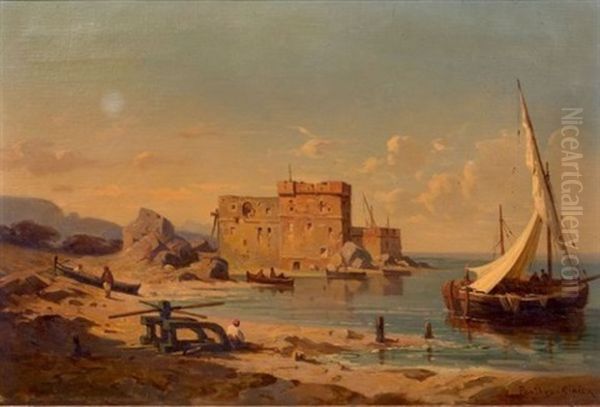 Vue De Saint Honorat, Alpes - Maritimes Oil Painting by Antoine Claude Ponthus-Cinier