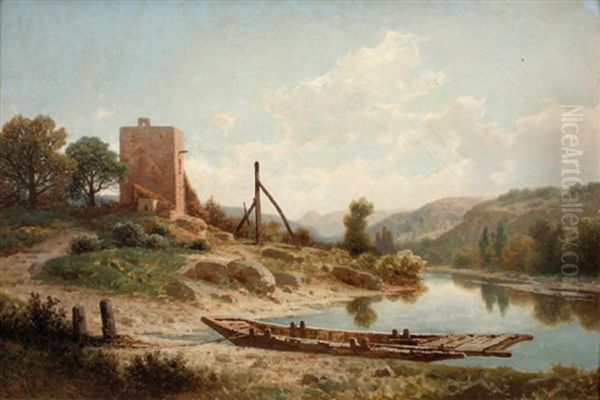 Paysage Oil Painting by Antoine Claude Ponthus-Cinier