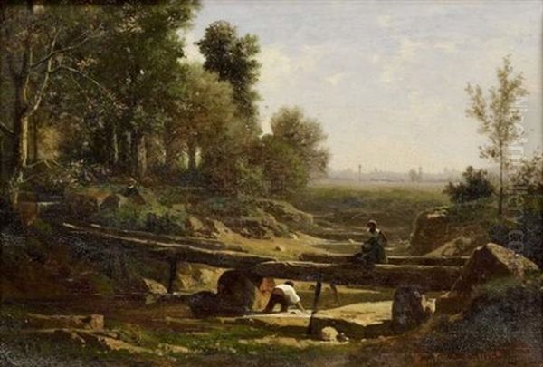 Paysage Anime Oil Painting by Antoine Claude Ponthus-Cinier