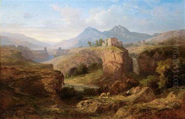 Suditalienische Landschaft Oil Painting by Antoine Claude Ponthus-Cinier