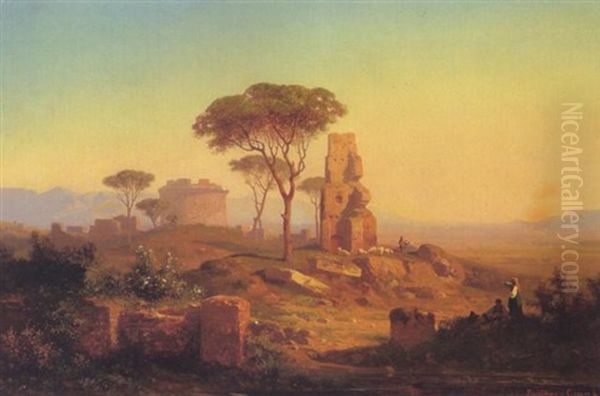 In Der Romischen Campagna Oil Painting by Antoine Claude Ponthus-Cinier