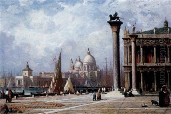 Venise, Notre Dame De La Salute Vue De La Piazzeta Oil Painting by Antoine Claude Ponthus-Cinier