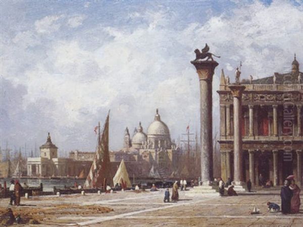 Venise, Notre Dame De La Salute Vue De La Piazzeta Oil Painting by Antoine Claude Ponthus-Cinier