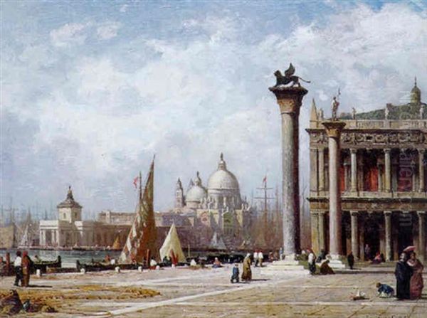 Venise, Notre Dame De La Salute Vue De La Piazzeta Oil Painting by Antoine Claude Ponthus-Cinier