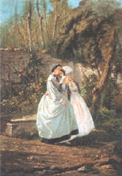 Donne In Giardino Oil Painting by Giovanni Ponticelli