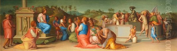 Joseph's Brothers Beg For Help Oil Painting by  Pontormo