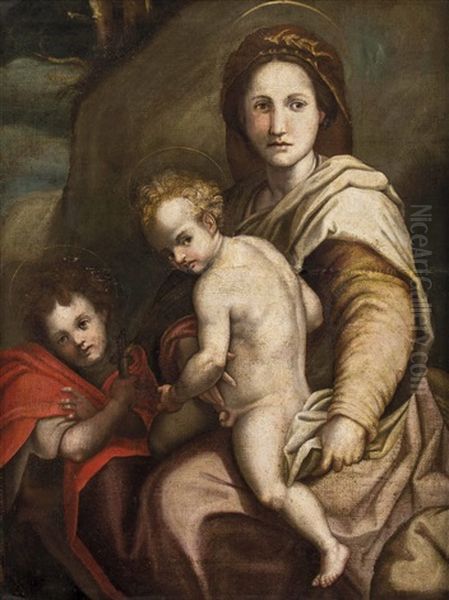 Madonna Mit Jesuskind Und Johannesknaben Oil Painting by  Pontormo