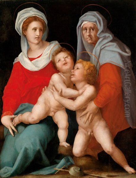 Madonna Mit Kind, Der Heiligen Elisabeth Und Dem Johannesknaben (collaboration With Workshop) Oil Painting by  Pontormo