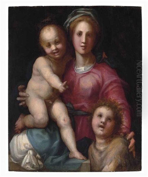 The Madonna And Child With The Infant Saint John The Baptist Oil Painting by  Pontormo