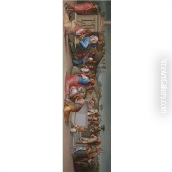 Joseph's Brothers Beg For Help Oil Painting by  Pontormo