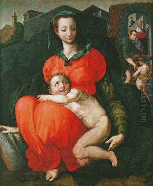 La Vierge A L'enfant Oil Painting by  Pontormo