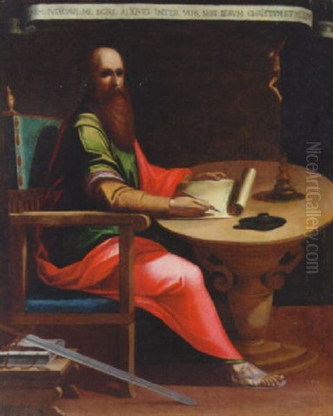 Saint Paul Writing His Gospel Oil Painting by  Pontormo