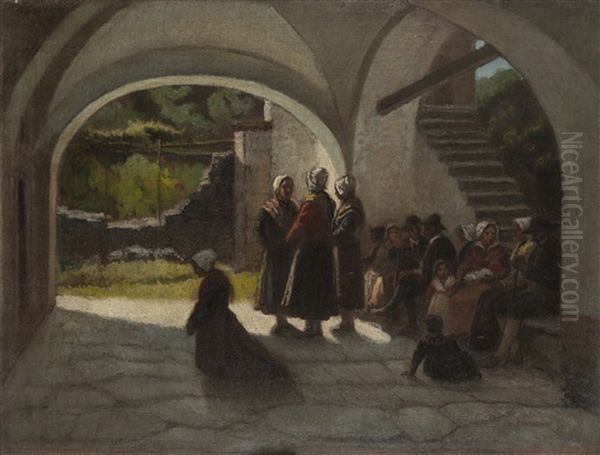 In Attesa Della Messa Oil Painting by Raffaello Pontremoli