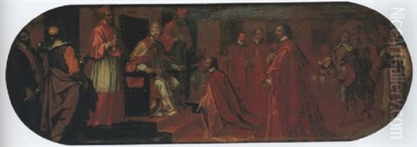 Udienza Pontificia A Un Ambasciatore Veneziano Oil Painting by Matteo Ponzoni