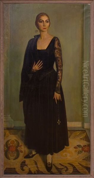 Valentina Sanina (mrs. George Schlee) Oil Painting by Abram Poole