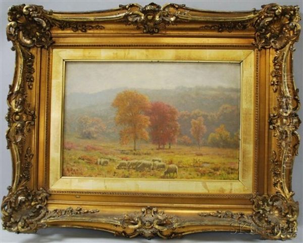 Sheep Out To Pasture, Autumn Oil Painting by Eugene Alonzo Poole