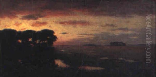 Sunrise On The Swamp Oil Painting by Eugene Alonzo Poole