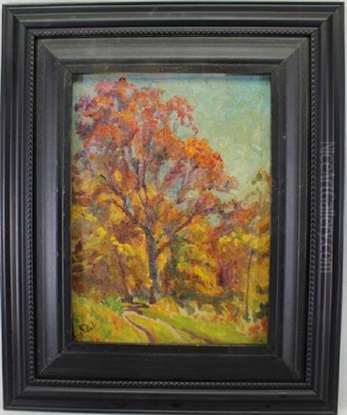 Autumnal Trees Oil Painting by Frederic Victor Poole