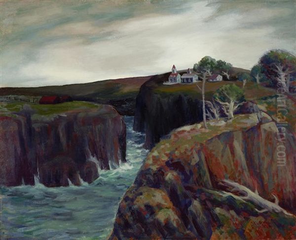 Mendocino Cliffs Oil Painting by Horatio Nelson Poole