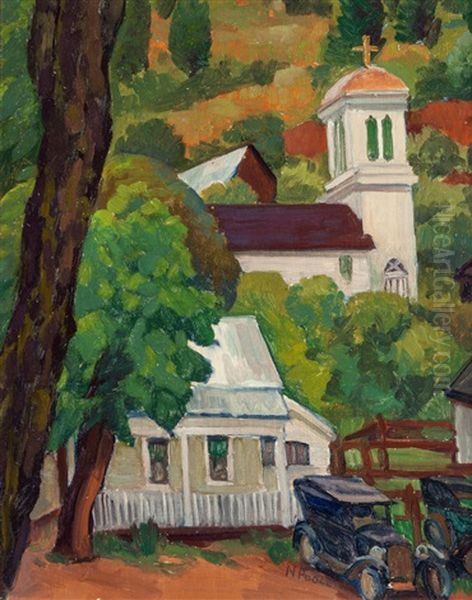 Downieville Church, California Oil Painting by Horatio Nelson Poole