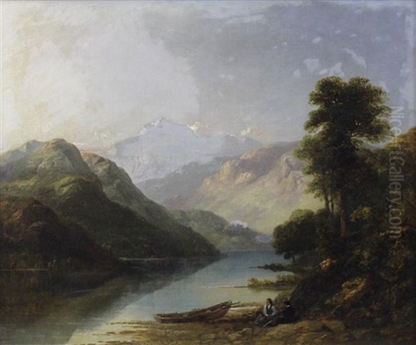 Langdale Pikes, Windermere Oil Painting by James Poole