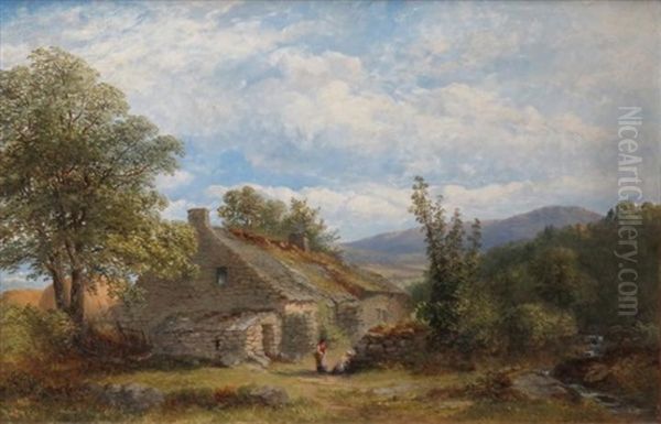 Cottage In A Landscape Oil Painting by James Poole