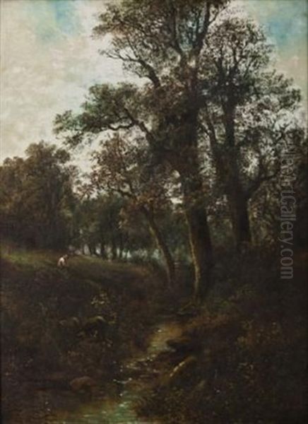 Sylvan Landscape Oil Painting by James Poole