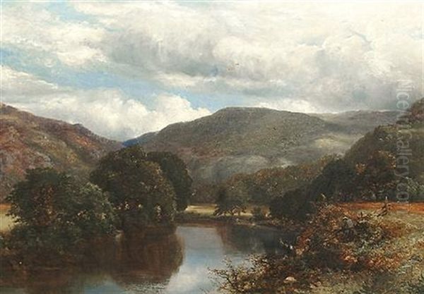 The Church Pool, River Conway, Betws-y-coed Oil Painting by James Poole