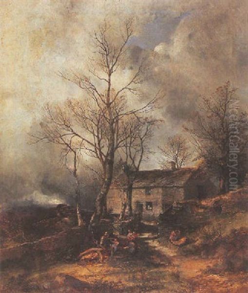 The Wood Cutters Cottage Oil Painting by James Poole