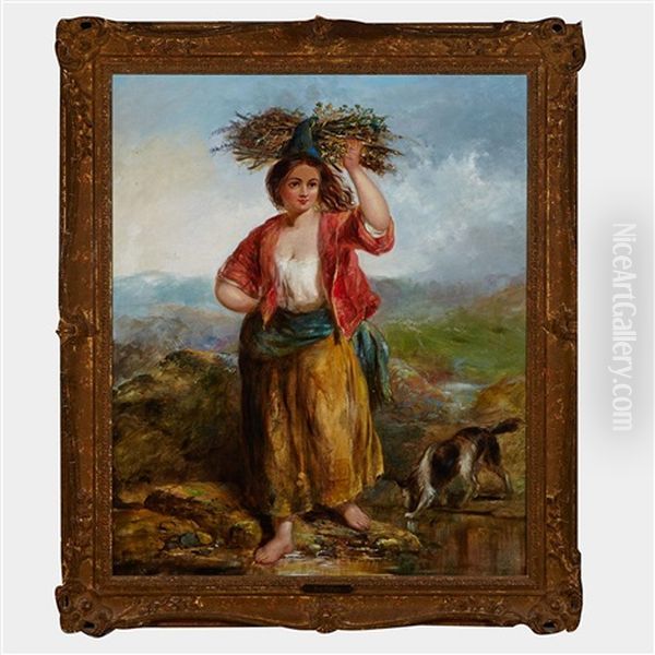 Young Woman Gathering Wood Oil Painting by Paul Falconer Poole