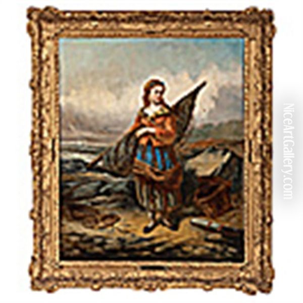 The Fishergirl Oil Painting by Paul Falconer Poole