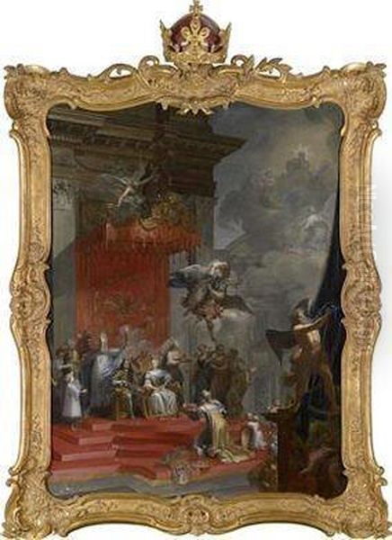 An Allegory Of The Coronation Of Emperor Charles Vi Oil Painting by Johann Georg Bohn