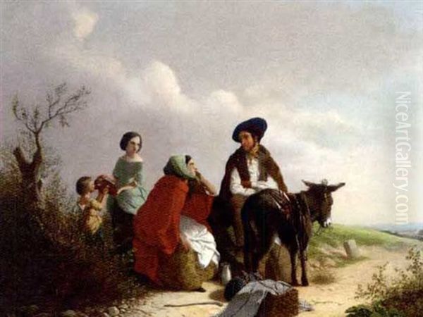 Travellers Resting By The Wayside Oil Painting by Paul Falconer Poole