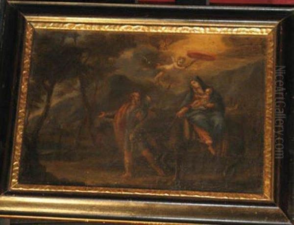 Theflight Into Egypt Oil Painting by Johann Georg Bohn