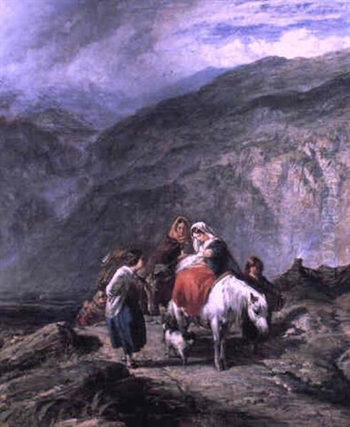 A Gypsy Family On A Mountain Track Oil Painting by Paul Falconer Poole