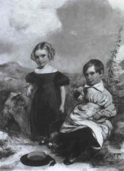 The Marett Children Oil Painting by Paul Falconer Poole