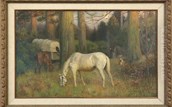 Conestoga Camp Oil Painting by Henry Rankin Poore