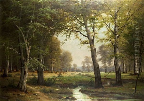 Laubwald Oil Painting by Jacobus Johannes Van Poorten