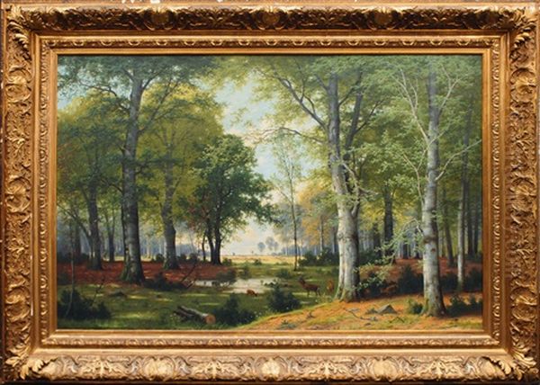 Evening In The Forest Oil Painting by Jacobus Johannes Van Poorten