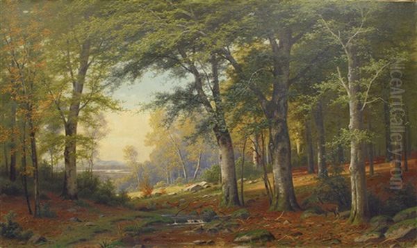 In The Forest Oil Painting by Jacobus Johannes Van Poorten