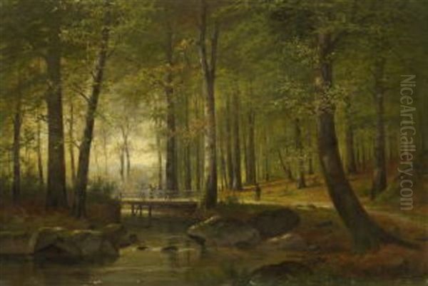 Waldbach Oil Painting by Jacobus Johannes Van Poorten